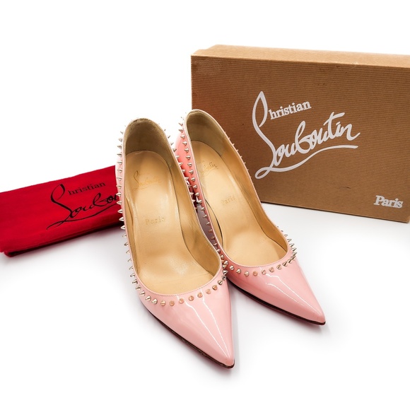 Christian Louboutin Pink Patent Leather Spike Anjalina 85 Pumps EU 37.5 - Picture 8 of 8